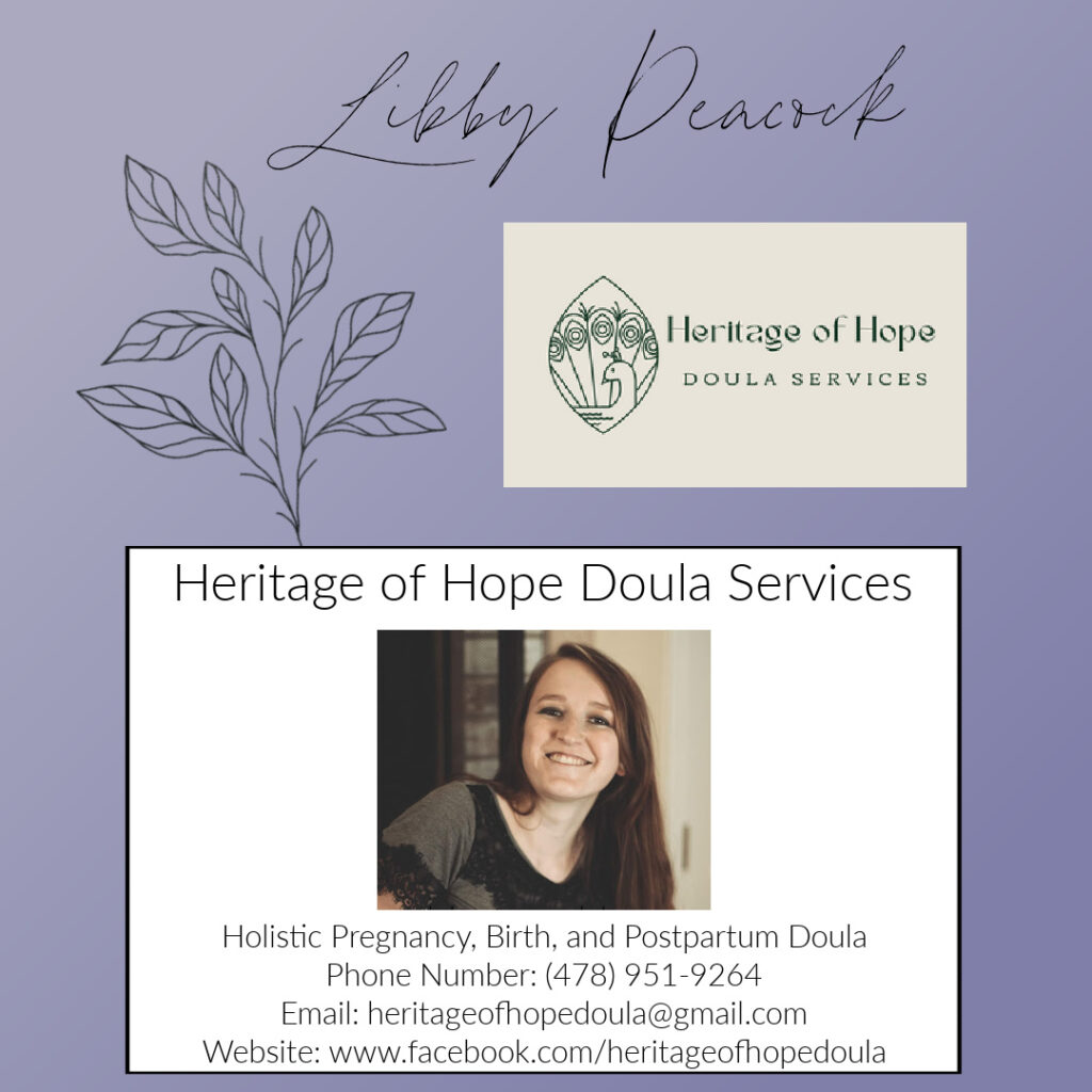 Postpartum doula contact information for Heritage of Hope Doula Services